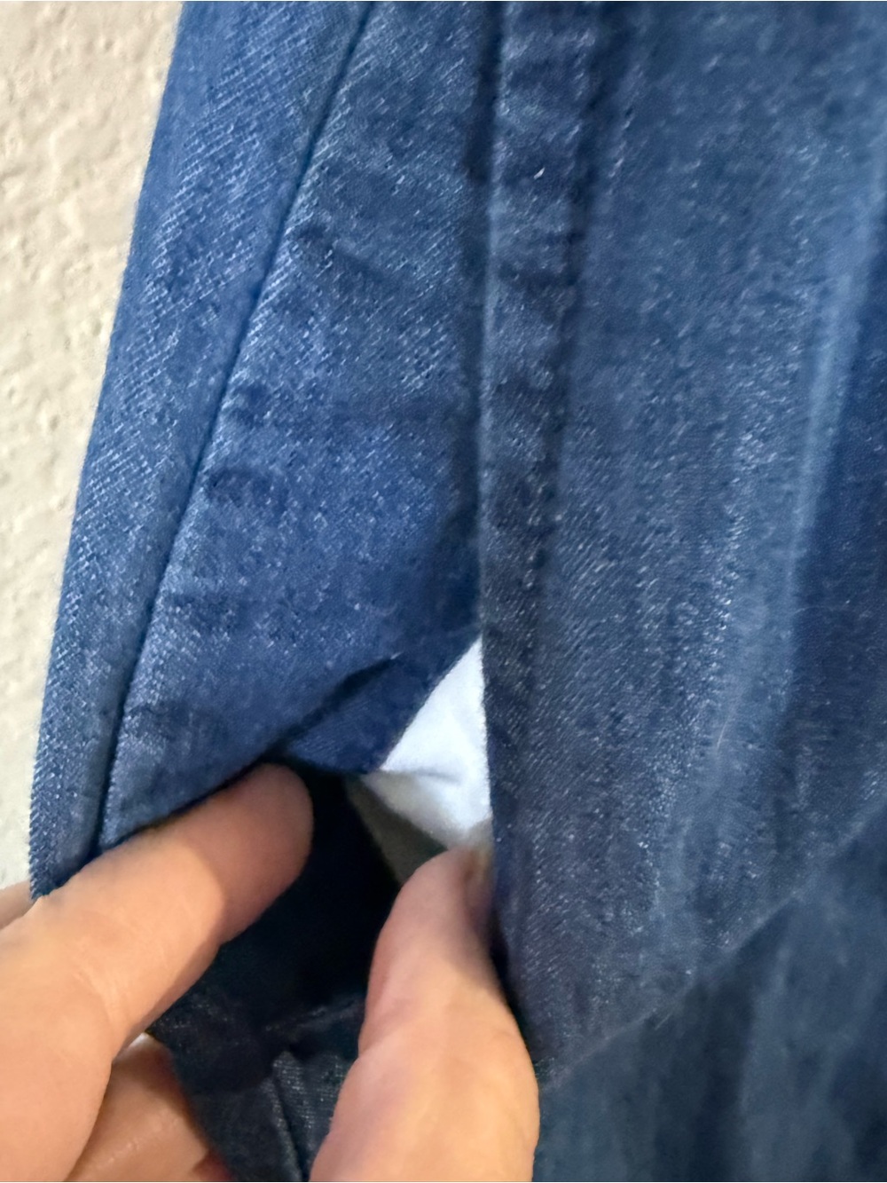 Vans Chambray Denim Short Dress Smocked Back XS Pockets - Picture 7 of 7